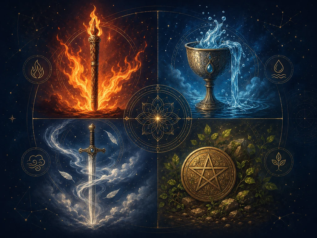 Four Suits, Four Elements: A Beginner’s Minor Arcana Map